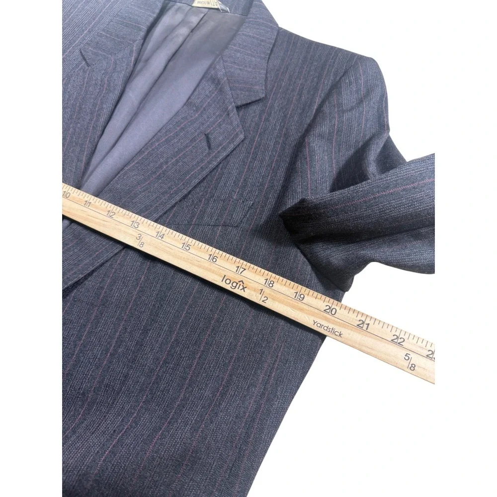 Canali Milano for Macy's Grey Red Pinstripe Blazer Sport Coat Made in Italy 42R